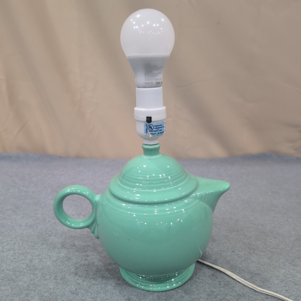 Fiesta Seafoam Green Ceramic Teapot Table Lamp Novelty Kitchen Accent Light - Picture 3 of 7